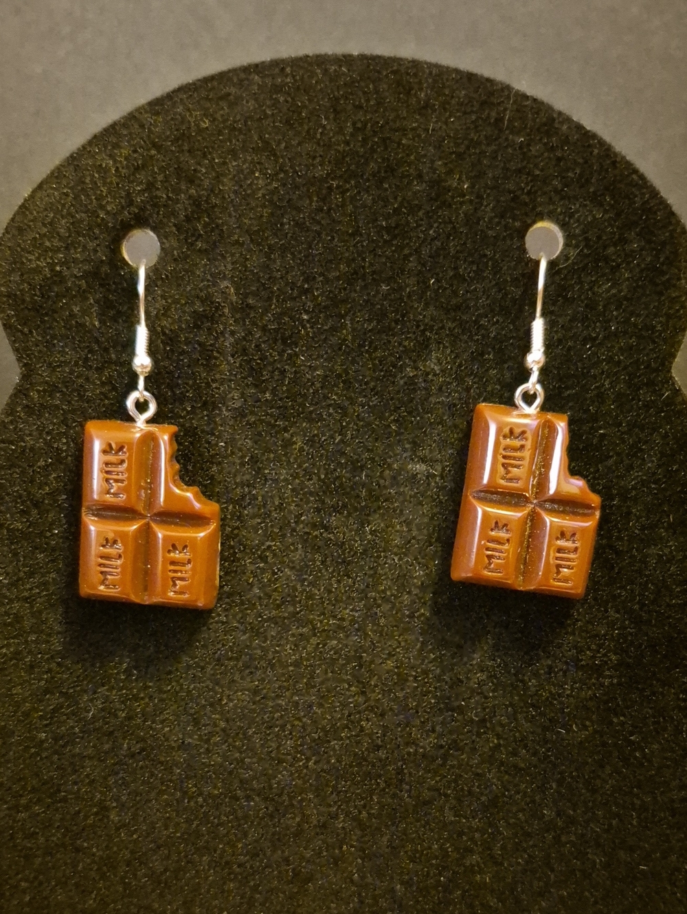 Handcrafted Kitschy Milk Chocolate Bar Dangle Earrings - Brown